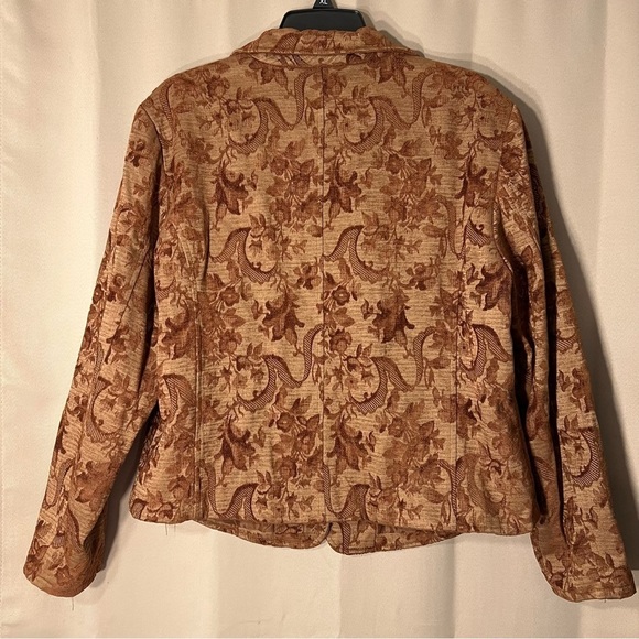Vintage FDJ Size XL Brown Floral 3 Button Blazer Jacket Tapestry Retro - Picture 9 of 12